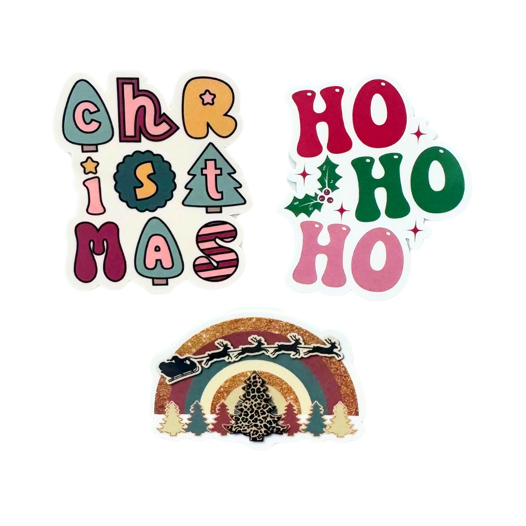 3pc Christmas Themed Waterproof Stickers Pack