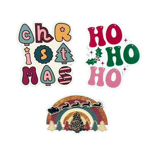 3pc Christmas Themed Waterproof Stickers Pack