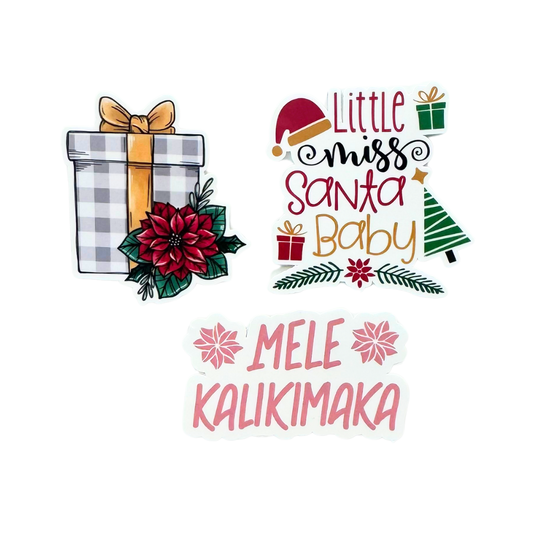 3pc Christmas Themed Waterproof Stickers Pack