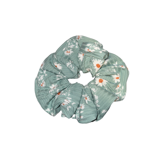 Green Daisy Scrunchie